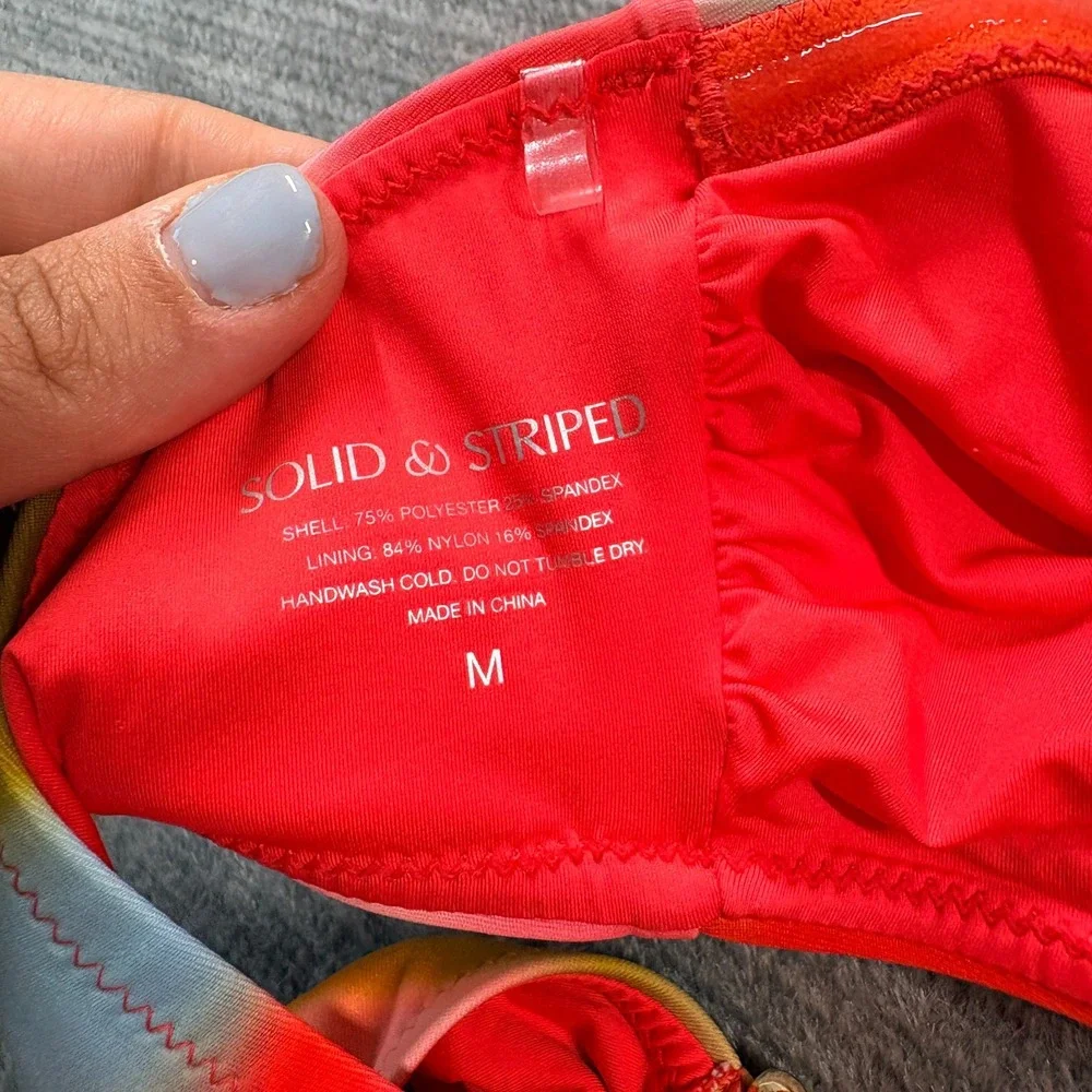 Solid & Striped The Tati Bikini Top Bottom Blur Print Tie Dye Strapless Beach